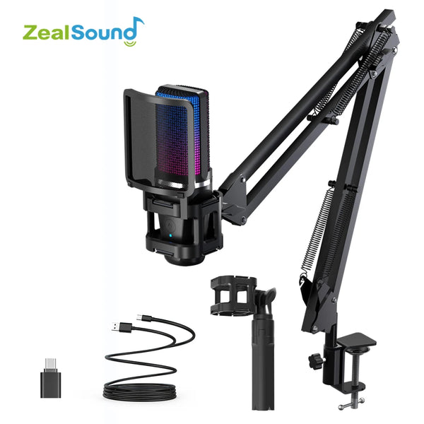 Zealsound RGB Recording Microphone with Boom Arm | Microphone